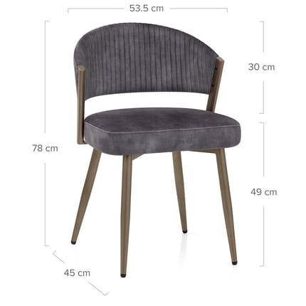 Lusso Dining Chair Black Velvet Dimensions