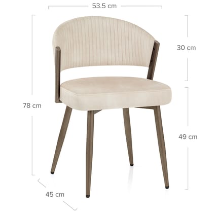 Lusso Dining Chair Cream Velvet Dimensions