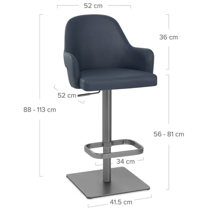 Antonia Graphite Stool Navy Blue Dimensions