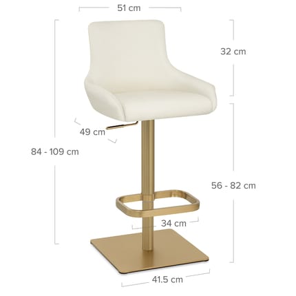 Olivia Gold Bar Stool Ivory Dimensions