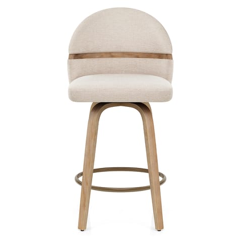 Odessa Oak Bar Stool Beige Fabric