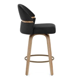 Odessa Oak Bar Stool Black Fabric