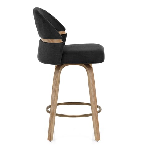 Odessa Oak Bar Stool Black Fabric