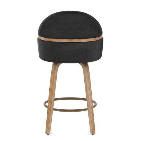 Odessa Oak Bar Stool Black Fabric