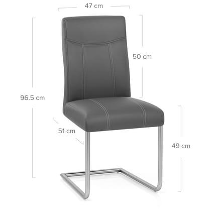Lancaster Dining Chair Grey Leather Dimensions