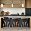 Electra Oak Real Leather Stool Black