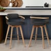 Electra Oak Real Leather Stool Black