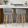 Coral Bar Stool Oak & Charcoal Fabric