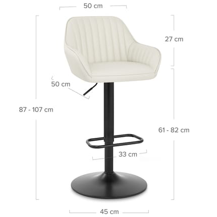 Sol Real Leather Bar Stool Cream Dimensions
