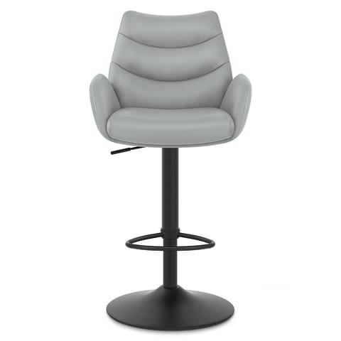 Madrid Real Leather Gas Lift Stool Grey