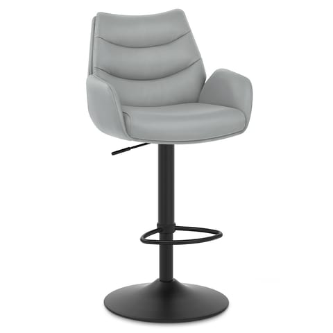 Madrid Real Leather Gas Lift Stool Grey