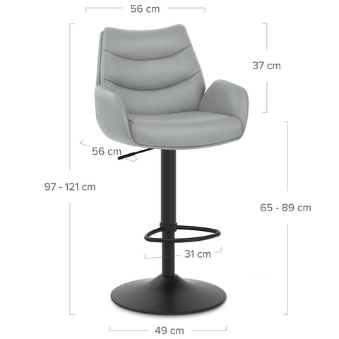 Madrid Real Leather Gas Lift Stool Grey