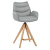 Madrid Real Leather Wooden Stool Grey