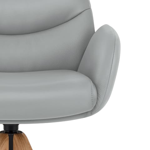 Madrid Real Leather Wooden Stool Grey