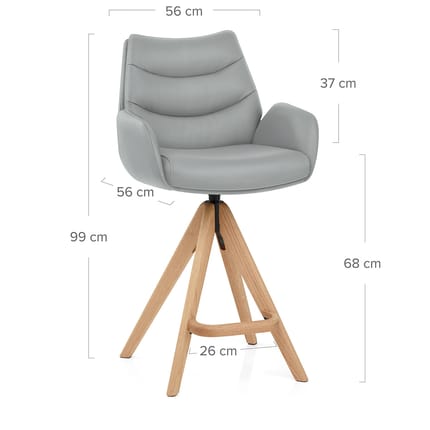 Madrid Real Leather Wooden Stool Grey Dimensions