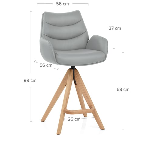 Madrid Real Leather Wooden Stool Grey