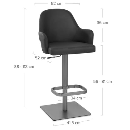 Antonia Graphite Stool Black Dimensions