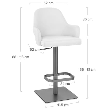 Antonia Graphite Stool White Dimensions