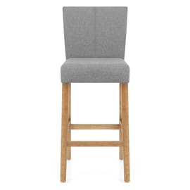 Cornell Oak Bar Stool Light Grey Fabric