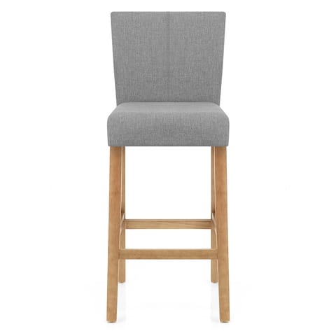 Cornell Oak Bar Stool Light Grey Fabric