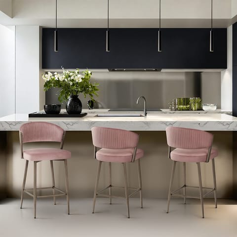 Lusso Bar Stool Pink Velvet