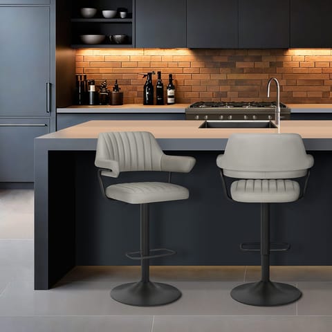 Scout Real Leather Stool Light Grey