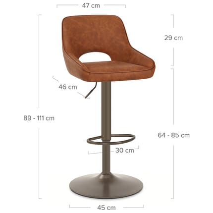 Paris Bar Stool Antique Brown Dimensions