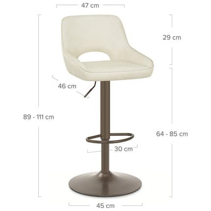 Paris Bar Stool Antique Cream Dimensions