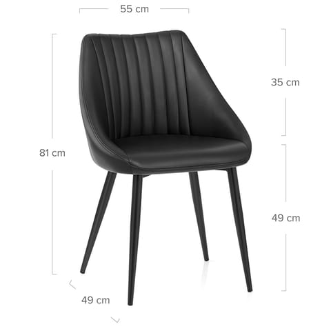 Strata Dining Chair Black Real Leather