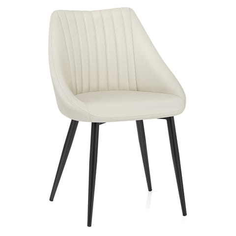 Strata Dining Chair Cream Real Leather