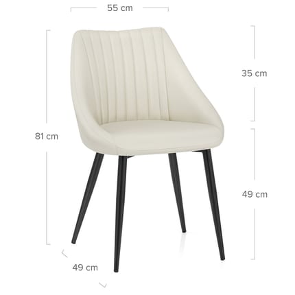 Strata Dining Chair Cream Real Leather Dimensions