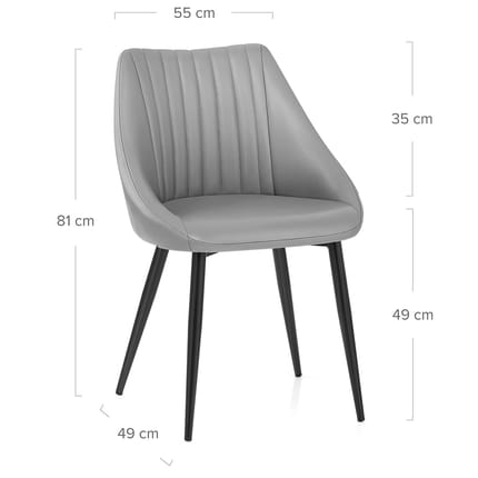 Strata Dining Chair Grey Real Leather Dimensions