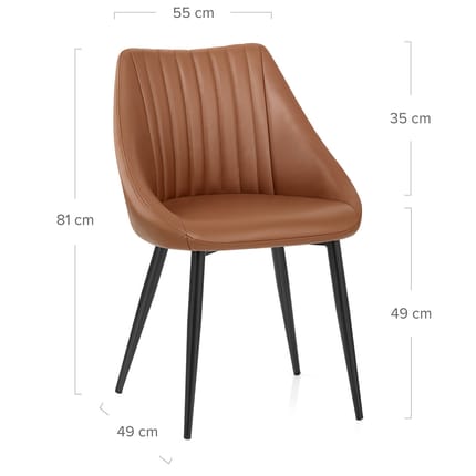Strata Dining Chair Brown Real Leather Dimensions