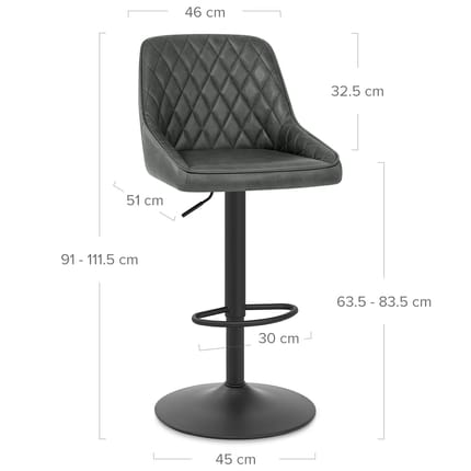 Melbourne Real Leather Stool Antique Slate Dimensions