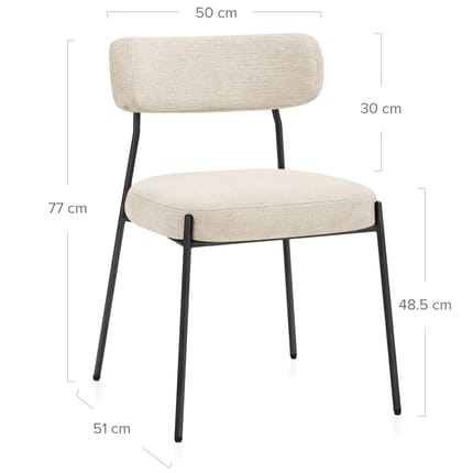 Diana Chair Cream Fabric Dimensions