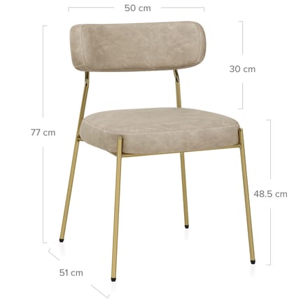 Diana Gold Chair Beige Dimensions