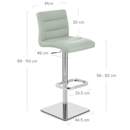 Lush Real Leather Chrome Stool Green Dimensions