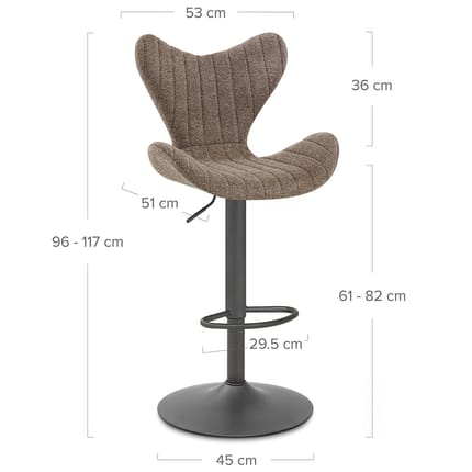 BB Swivel Stool Brown Fabric Dimensions