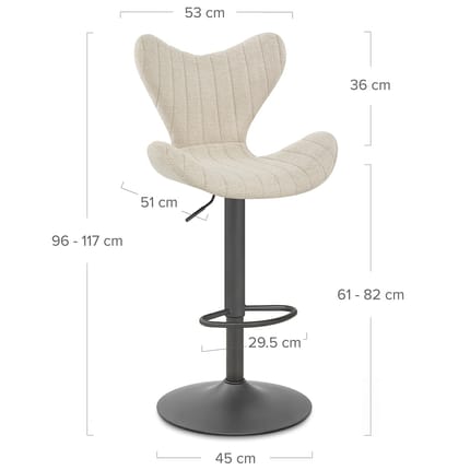 BB Swivel Stool Cream Fabric Dimensions