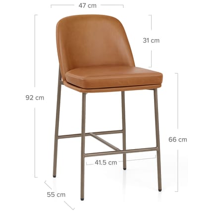 Cruz Real Leather Stool Antique Brown Dimensions