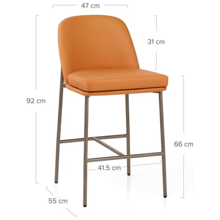 Cruz Real Leather Stool Orange Dimensions