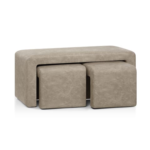 Buddy Ottoman Bench Set Beige