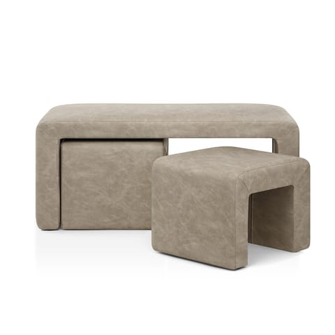 Buddy Ottoman Bench Set Beige