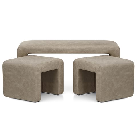 Buddy Ottoman Bench Set Beige