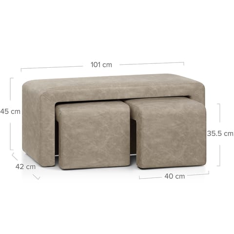 Buddy Ottoman Bench Set Beige