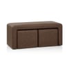 Buddy Ottoman Bench Set Brown