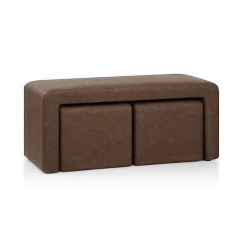 Buddy Ottoman Bench Set Brown
