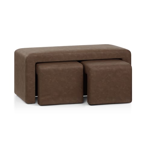 Buddy Ottoman Bench Set Brown