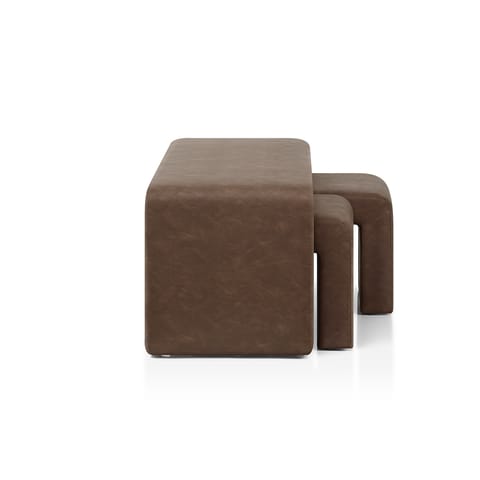 Buddy Ottoman Bench Set Brown