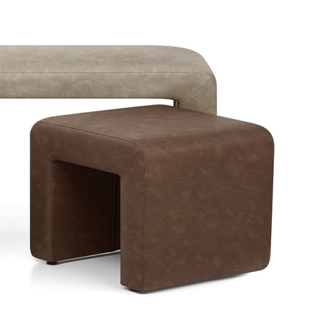 Buddy Brown Ottoman & Beige Bench Set
